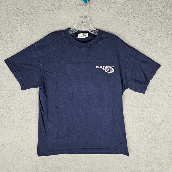 Vintage Mr. Ducks T-Shirt Mens Medium Blue Graphic Print Short Sleeve Crew Neck - Picture 2 of 8
